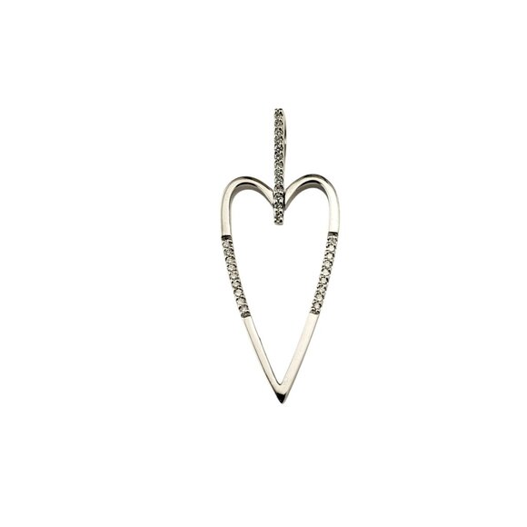 estate Jewelry - 14 Karat White Gold Diamond Heart Pendant #22866